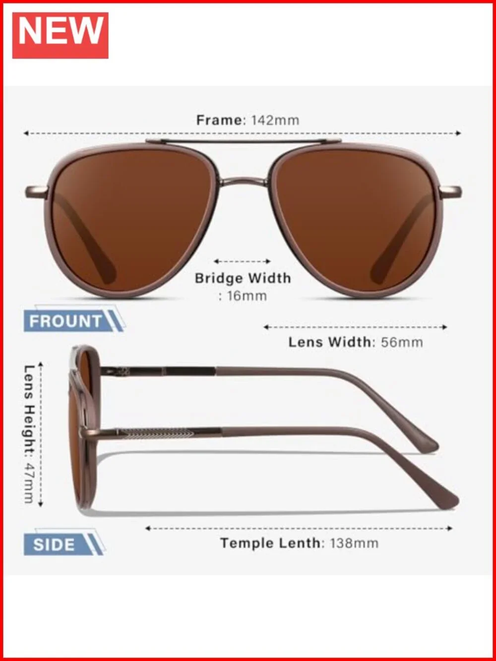 Polarized Aviator Sunglasses for Women Men UV Protection Tangle Free Vintage